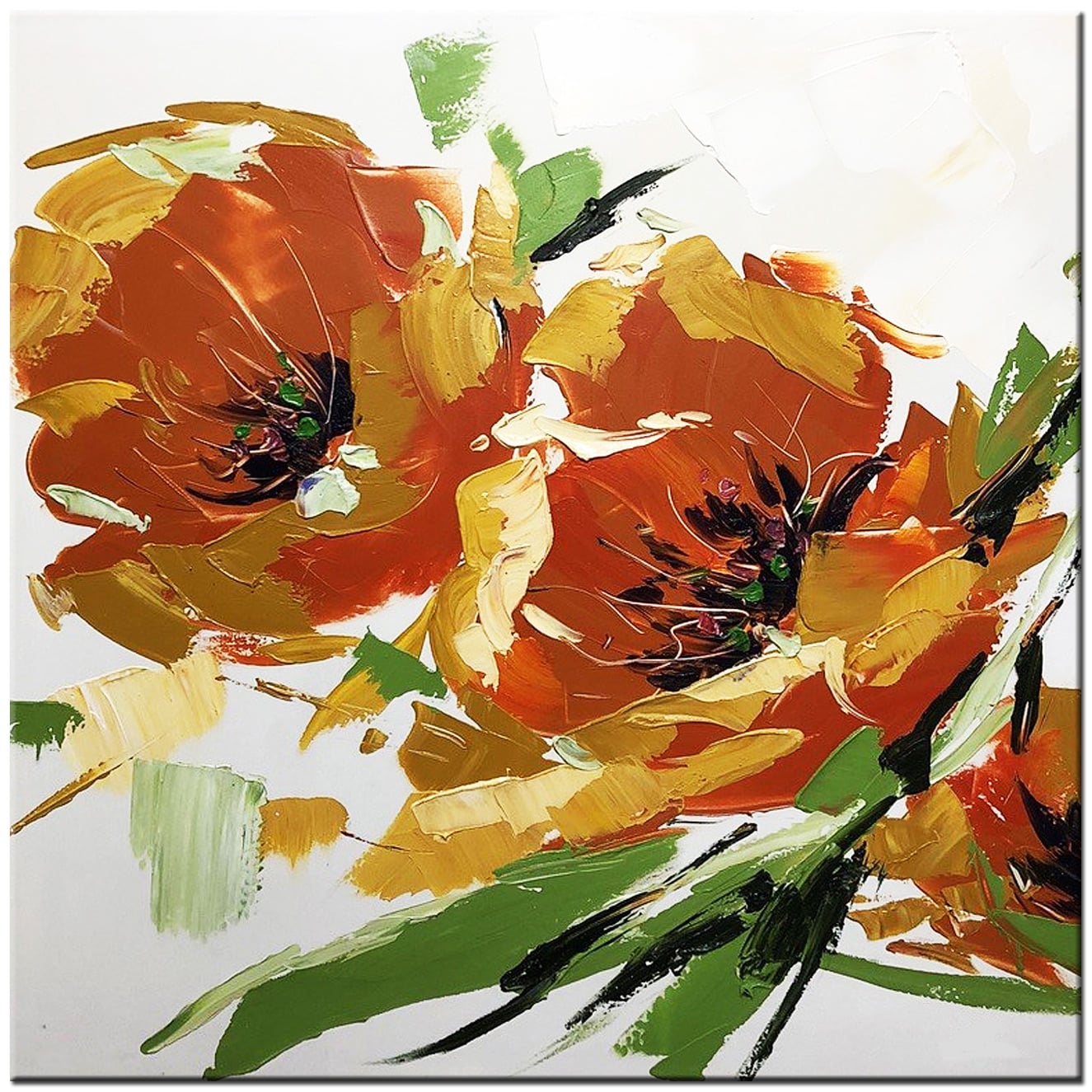 Bloemen schilderij Oranje Bloemen