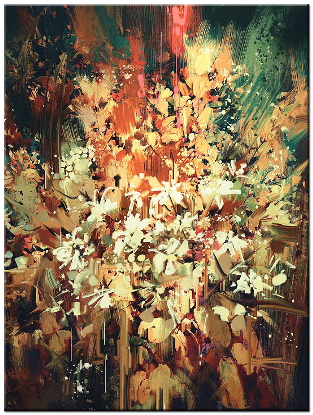 Wildboeket bloemen schilderij 90x120cm