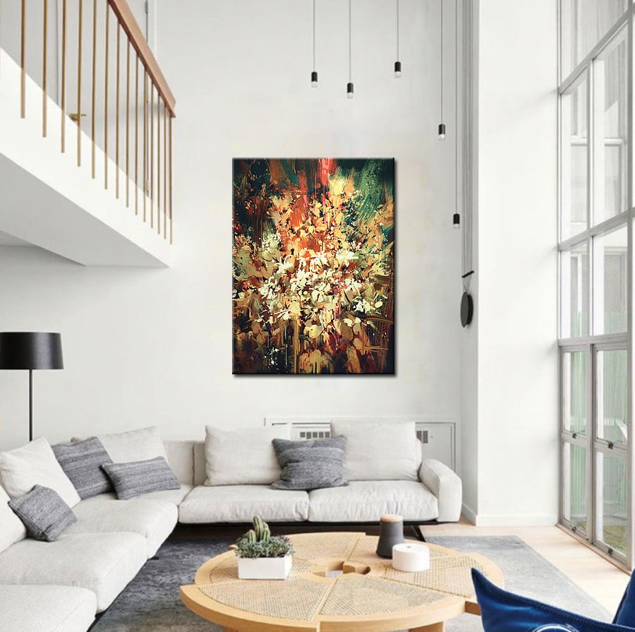 Wildboeket bloemen schilderij 90x120cm - Afbeelding 2