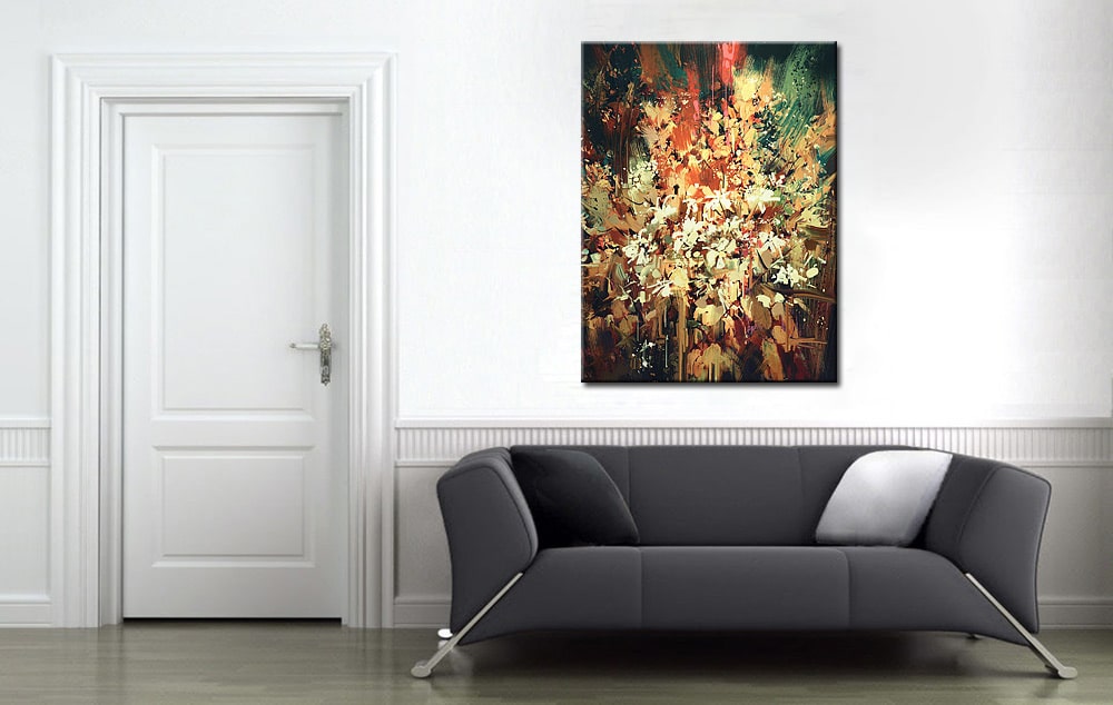 Wildboeket bloemen schilderij 90x120cm - Afbeelding 4