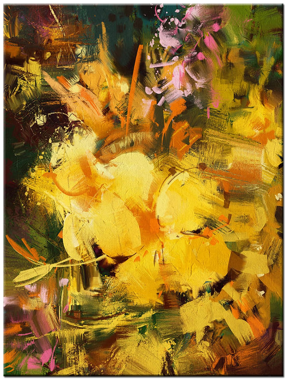 Yellow Flowers bloemen schilderij 90x120cm