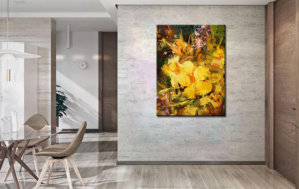 Yellow Flowers bloemen schilderij 90x120cm - Afbeelding 4