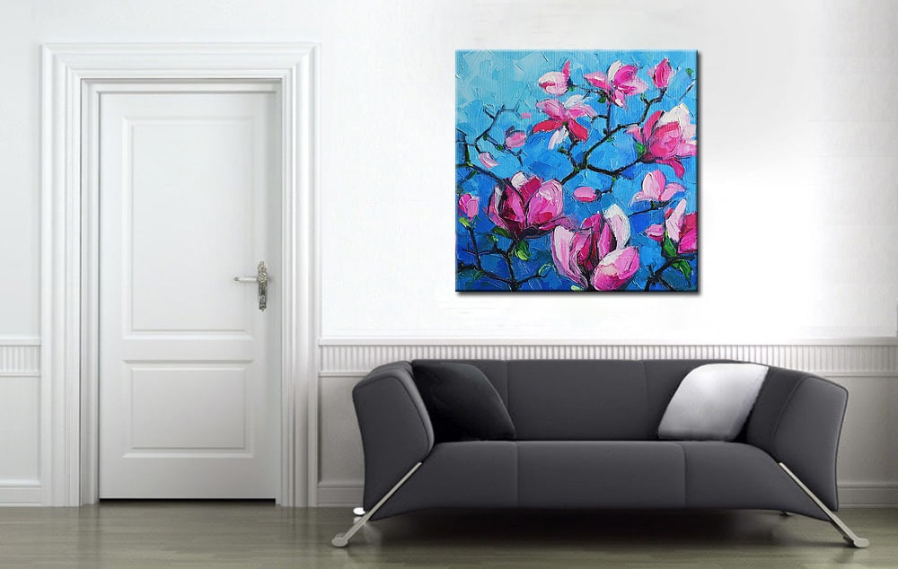 Magnolia Bloem modern schilderij - Afbeelding 2