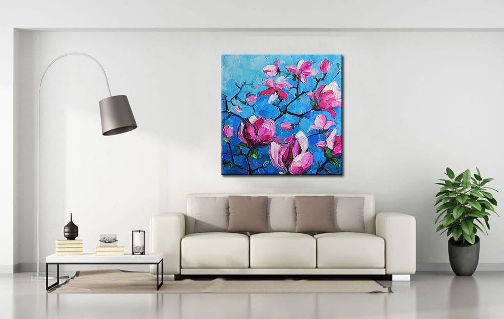 Magnolia Bloem modern schilderij - Afbeelding 3