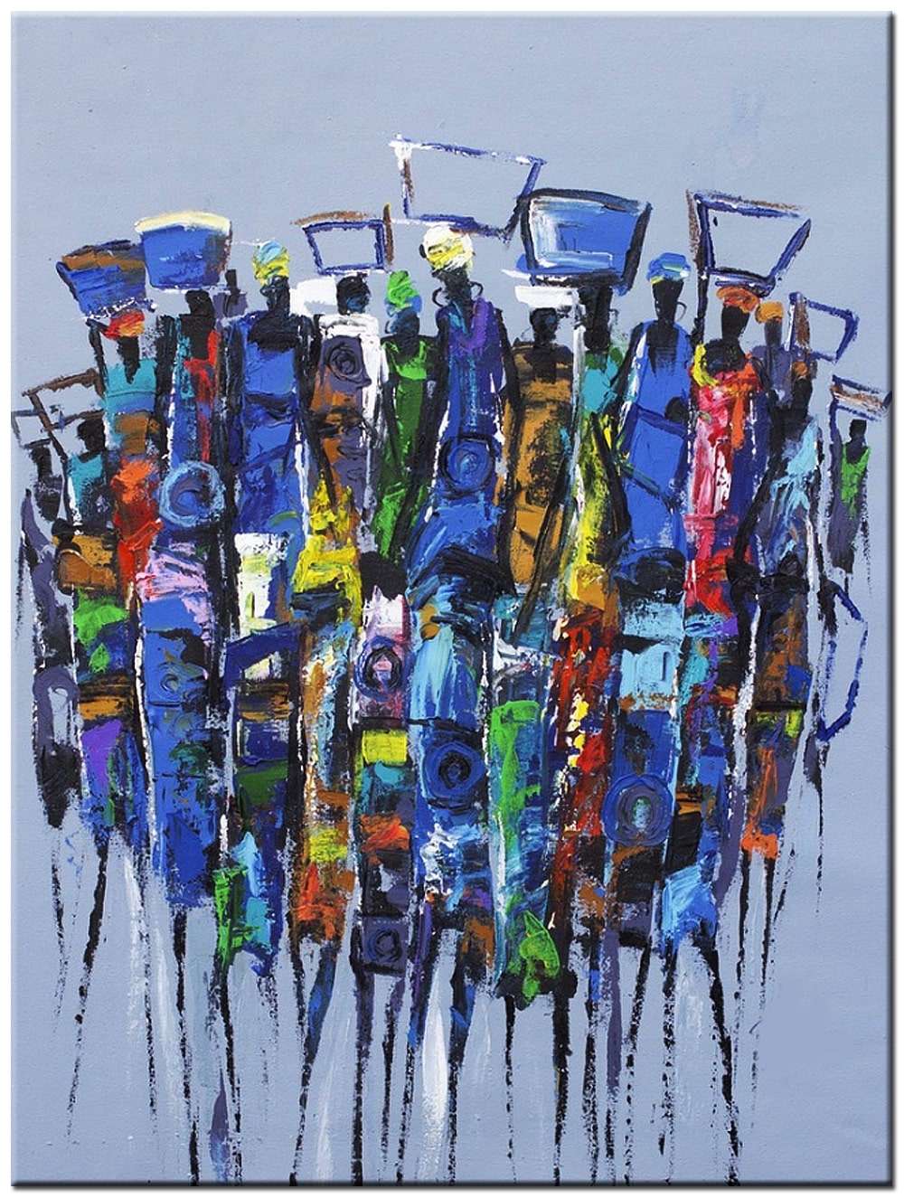 Afrikaanse Mensen modern schilderij 90x120cm