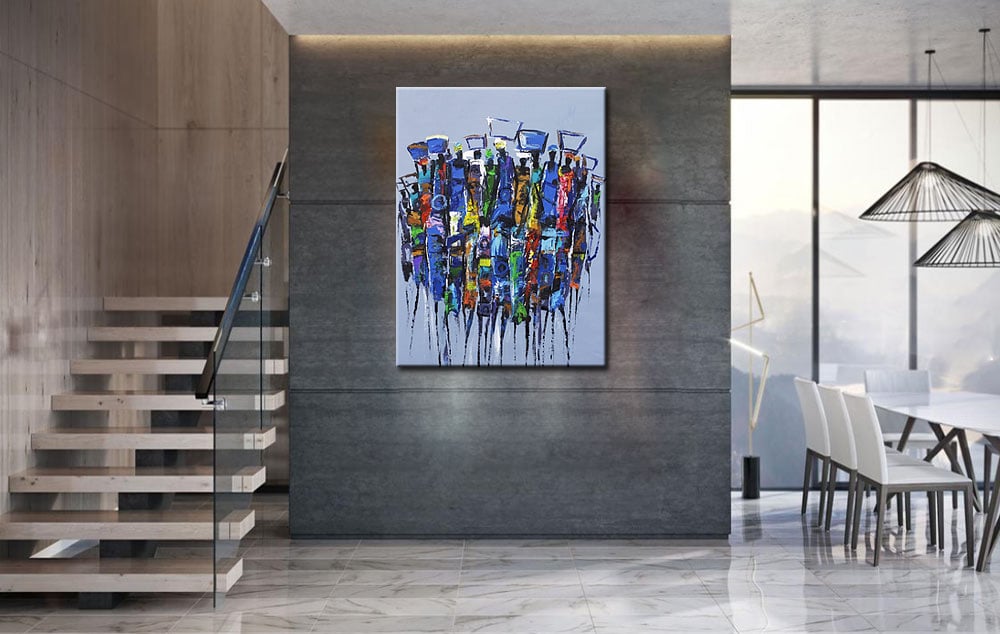 Afrikaanse Mensen modern schilderij 90x120cm - Afbeelding 3