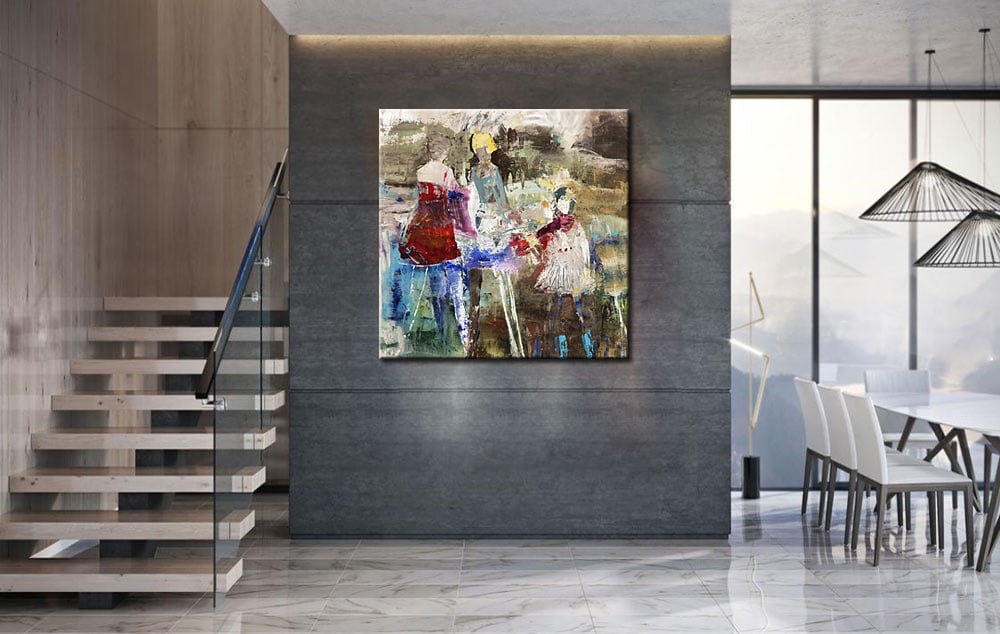 Figuratief schilderij Dames met Kind - Afbeelding 3