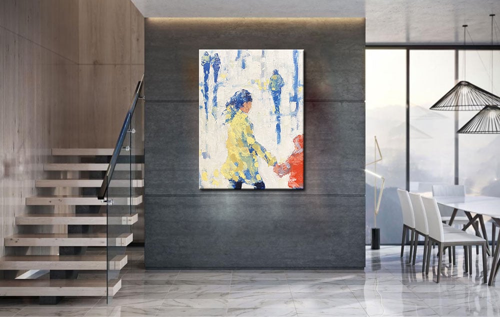 Naar School modern schilderij 90x120cm - Afbeelding 3