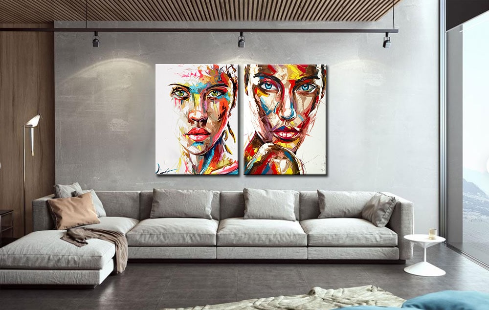Color Faces tweeluik dames schilderijen - Afbeelding 2