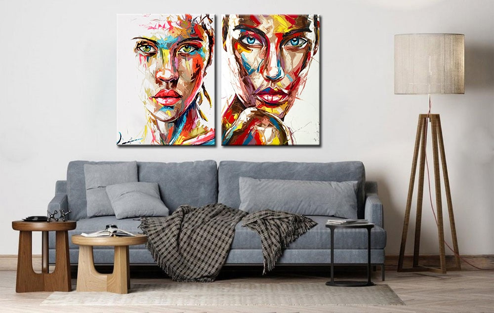 Color Faces tweeluik dames schilderijen - Afbeelding 3