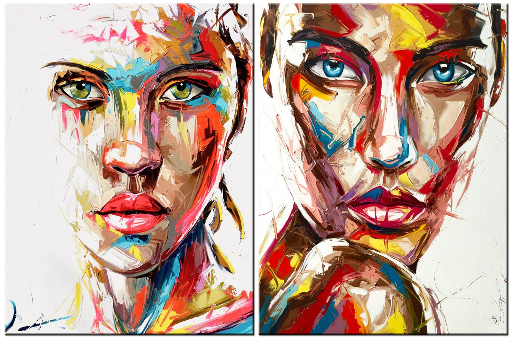 Color Faces tweeluik dames schilderijen