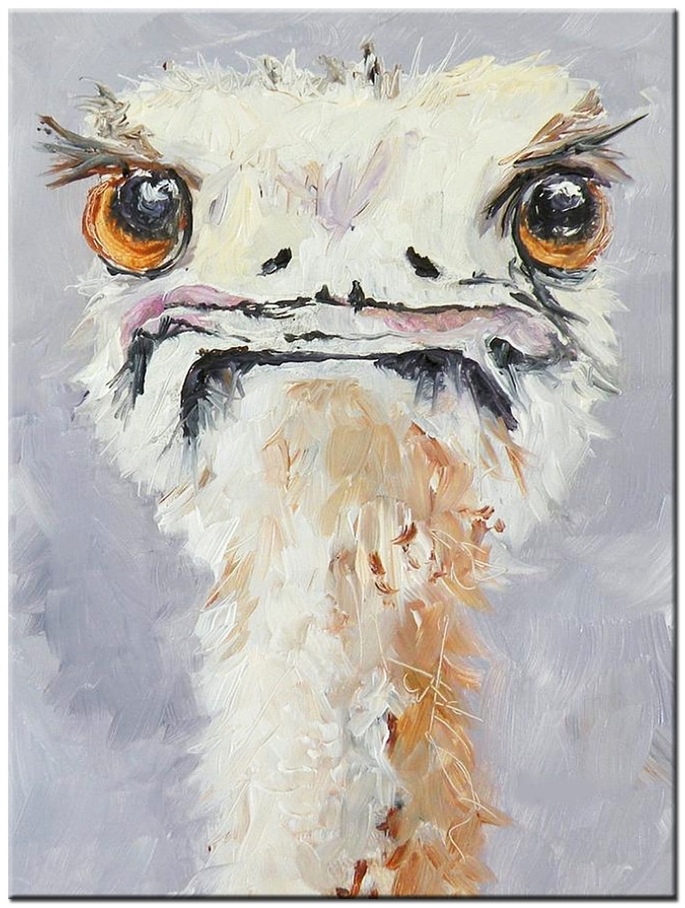 Witte Struisvogel modern schilderij 90x120cm