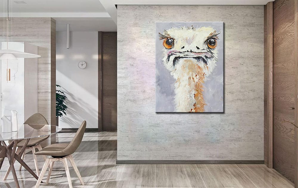 Witte Struisvogel modern schilderij 90x120cm - Afbeelding 4