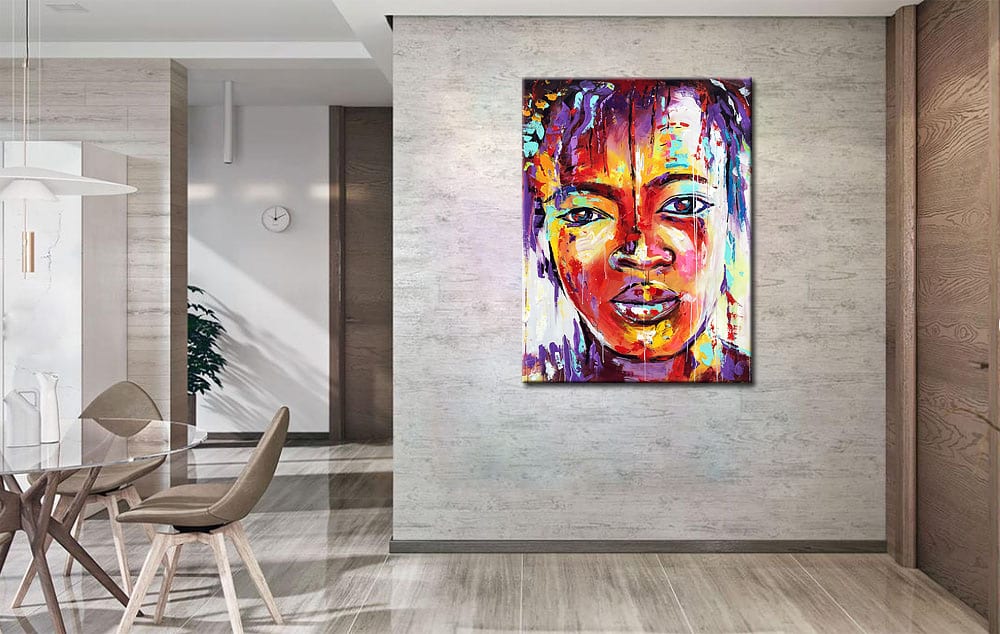 Expressieve Dame modern schilderij 90x120cm - Afbeelding 4