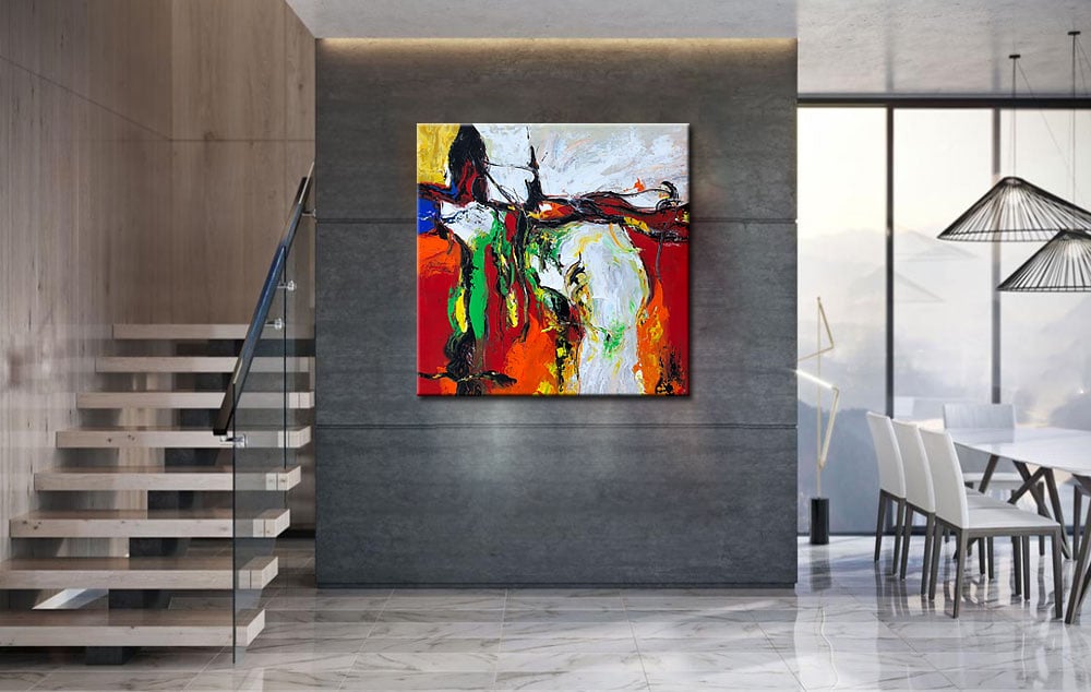 Intensiteit abstract schilderij 100x100cm - Afbeelding 3