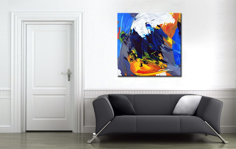 Glace abstract modern schilderij 100x100cm - Afbeelding 2