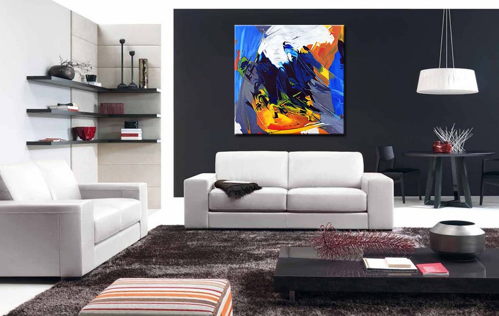 Glace abstract modern schilderij 100x100cm - Afbeelding 3
