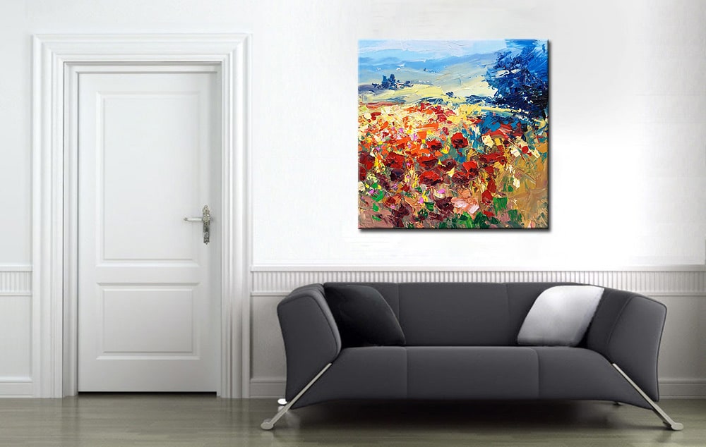 Bloemen schilderij Rode Klaprozen in Veld - Afbeelding 2