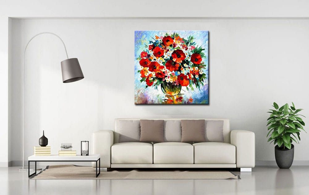 Bloemen schilderij Rode Bloemen in Vaas - Afbeelding 4