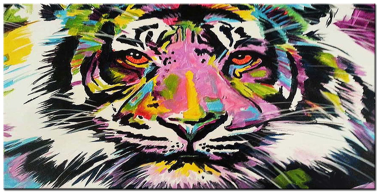 Leeuw Kleurrijk groot schilderij 180x90cm