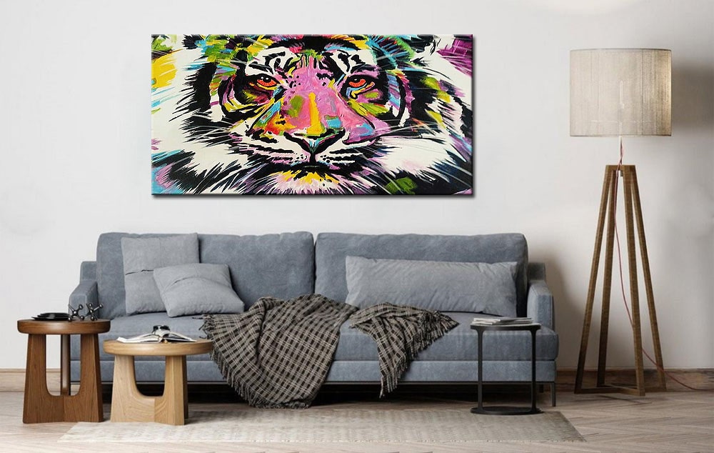 Leeuw Kleurrijk groot schilderij 180x90cm - Afbeelding 4