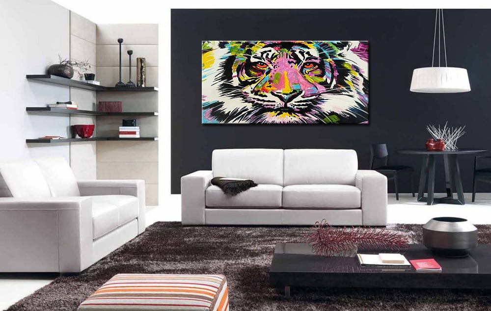 Leeuw Kleurrijk groot schilderij 180x90cm - Afbeelding 3