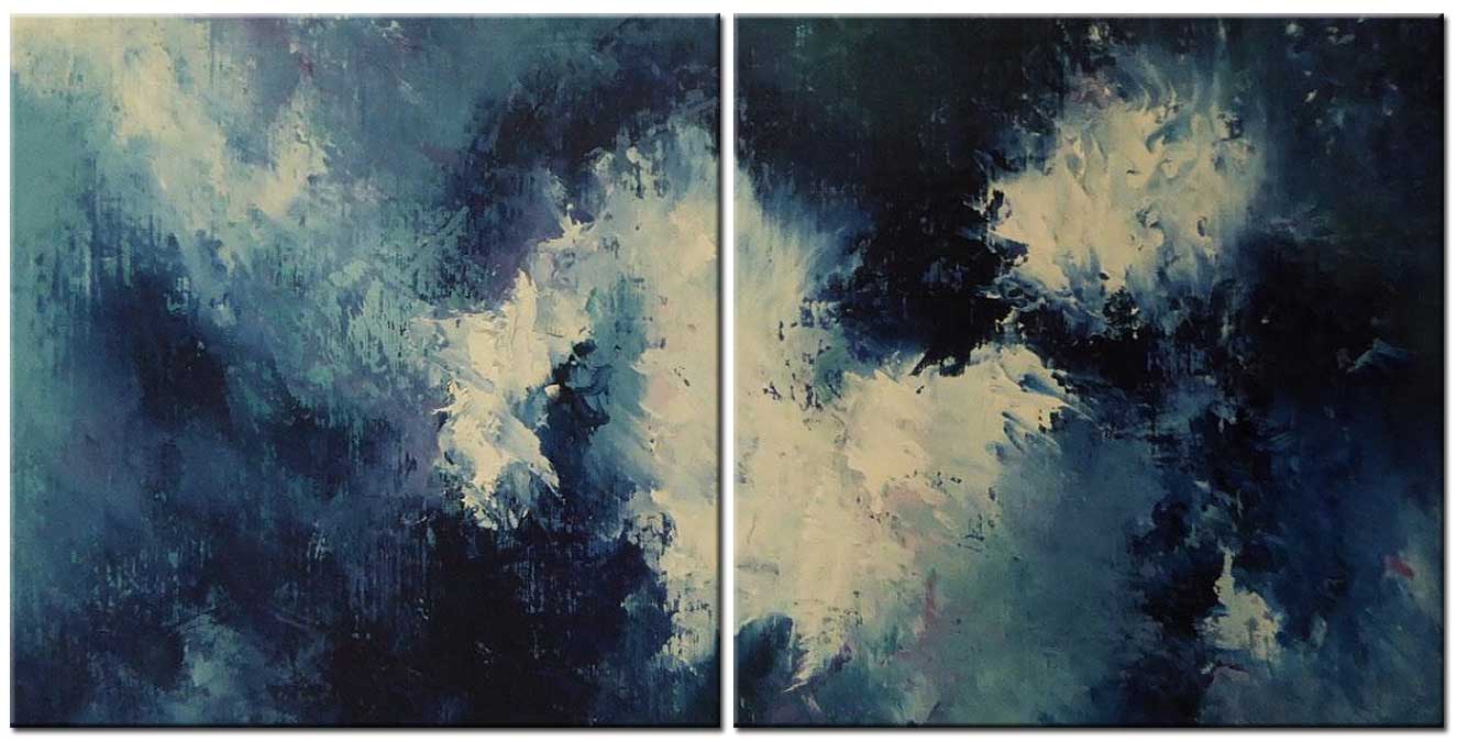 Abstract modern tweeluik schilderij