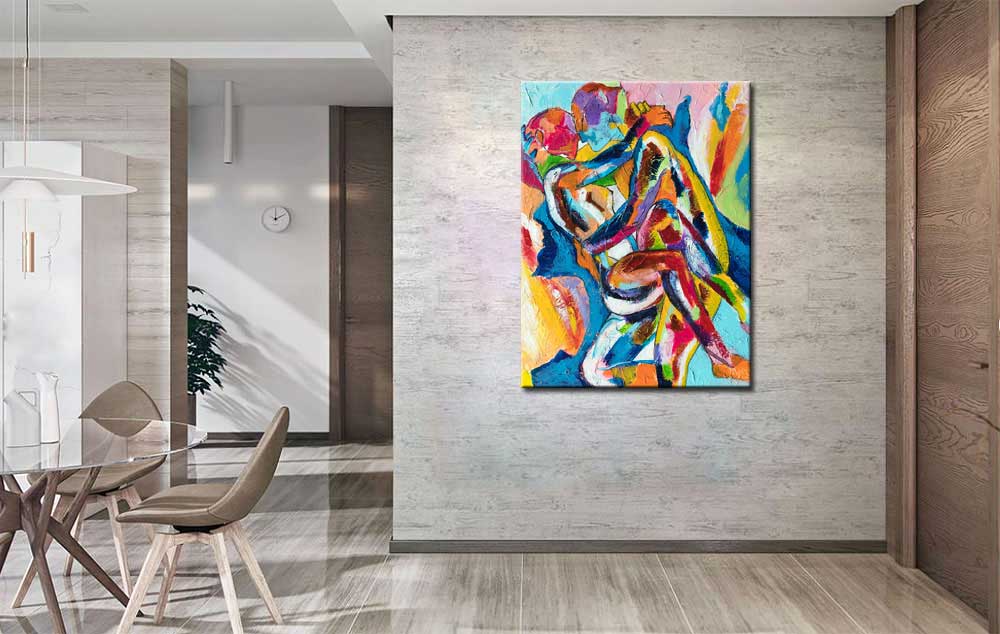 Erotisch schilderij Abstract Liefdespaar 90x120cm - Afbeelding 4