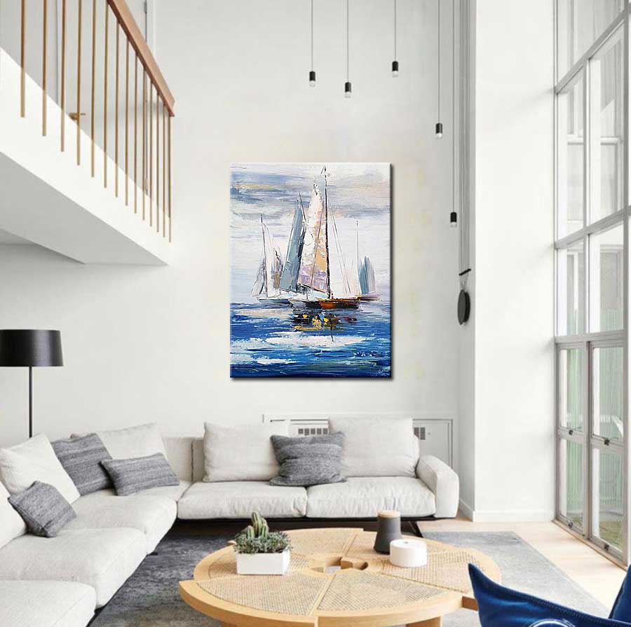 Zeilboten modern schilderij 90x120cm - Afbeelding 2