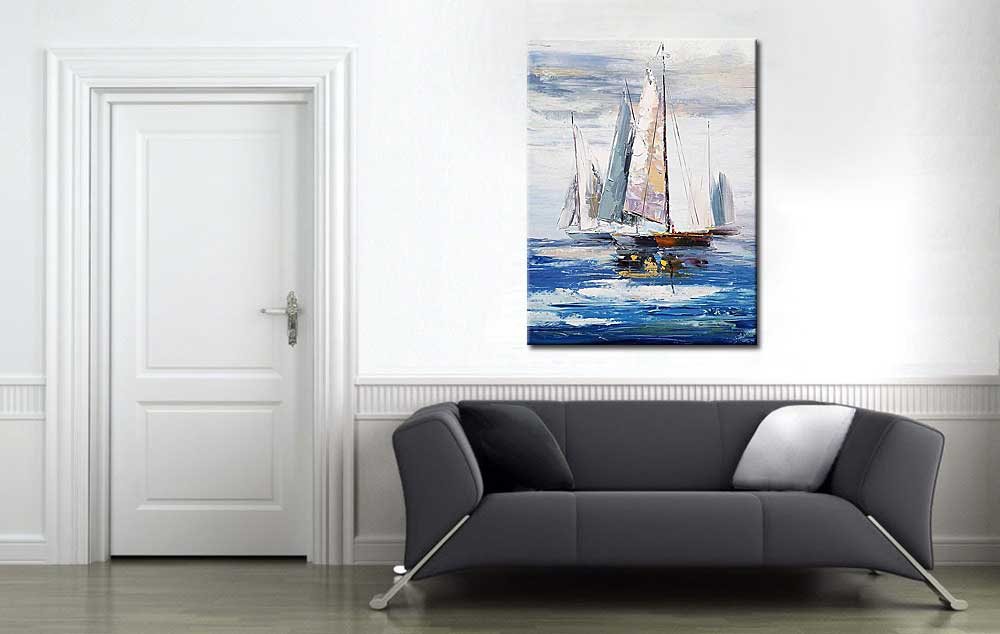 Zeilboten modern schilderij 90x120cm - Afbeelding 4