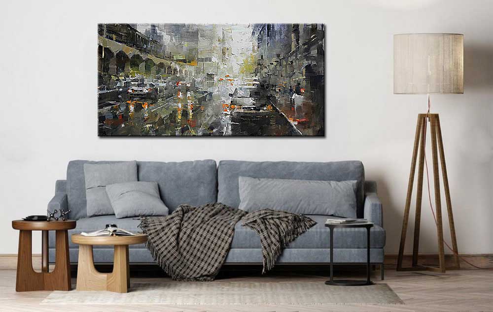 Straatbeeld modern groot schilderij 180x90cm - Afbeelding 4