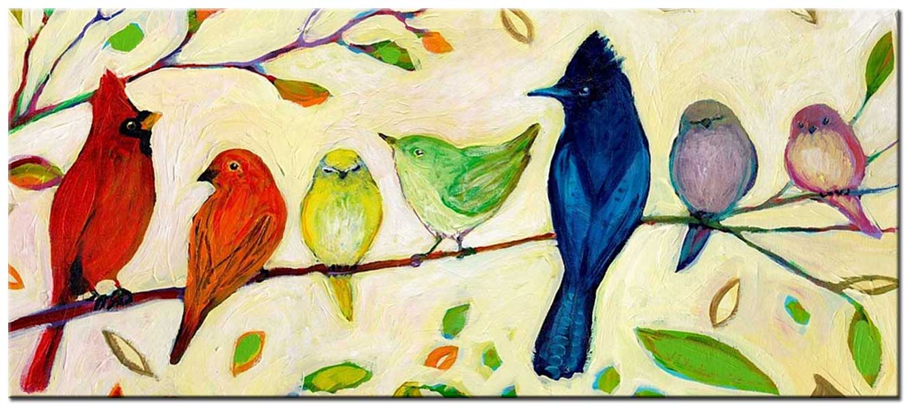 Vogels modern schilderij 180x90cm