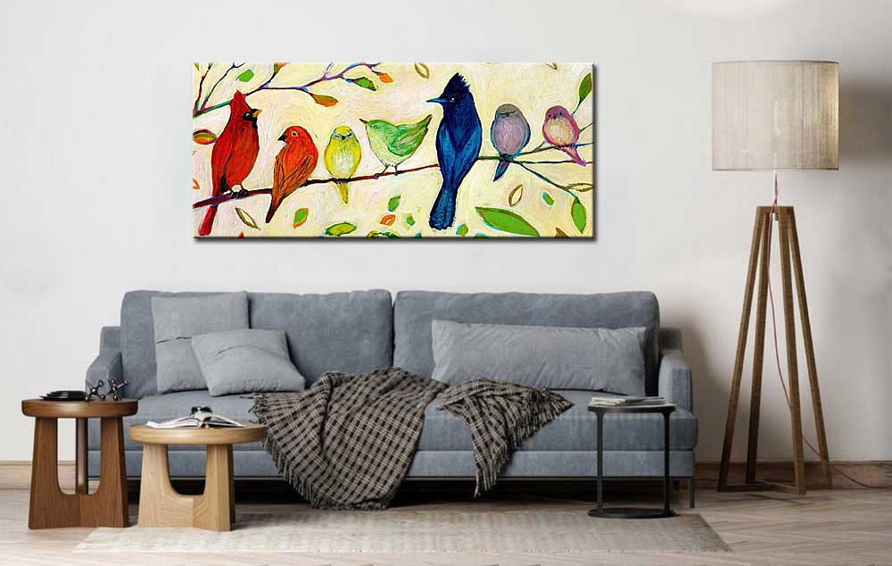 Vogels modern schilderij 180x90cm - Afbeelding 3