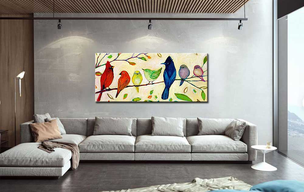 Vogels modern schilderij 180x90cm - Afbeelding 2