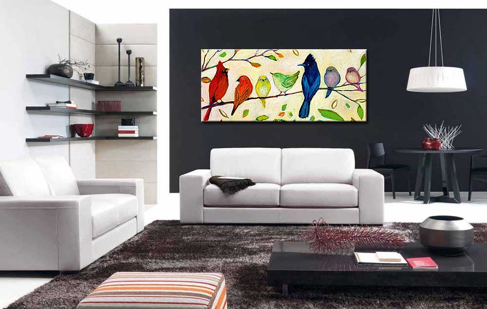 Vogels modern schilderij 180x90cm - Afbeelding 4