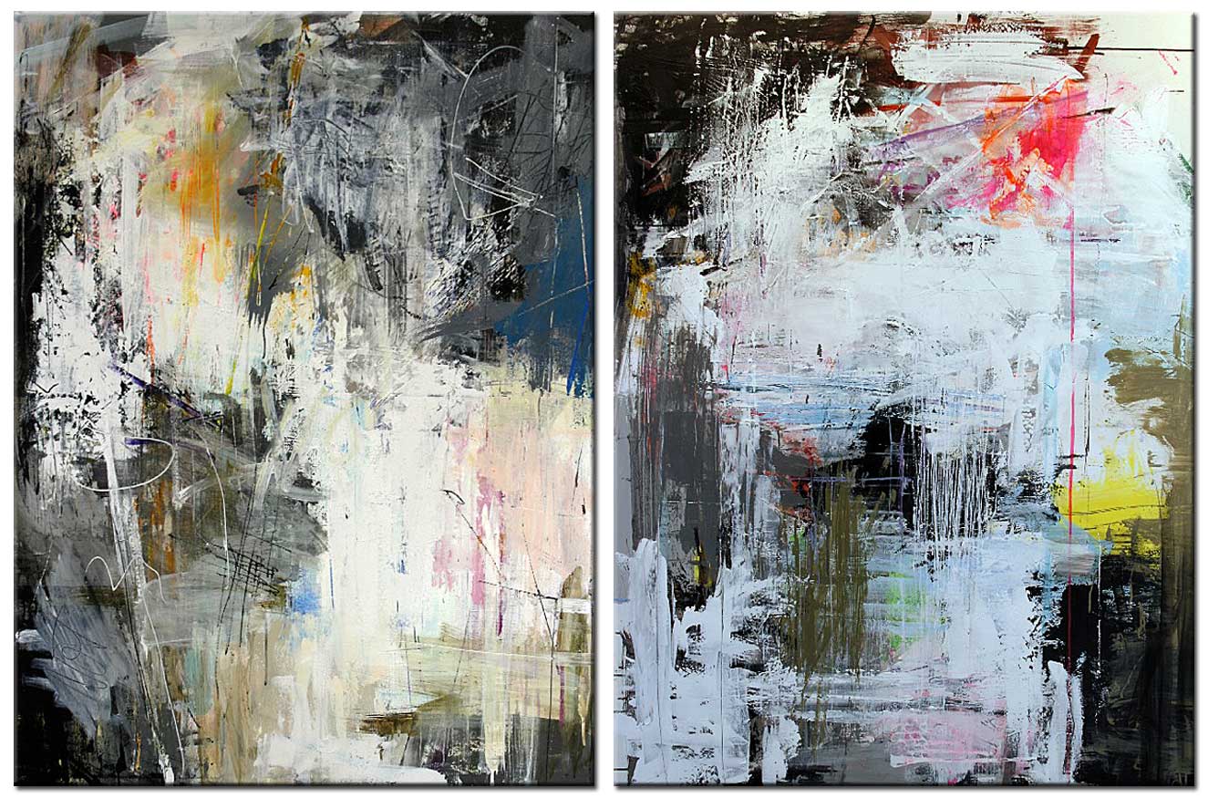 Abstract modern tweeluik schilderij