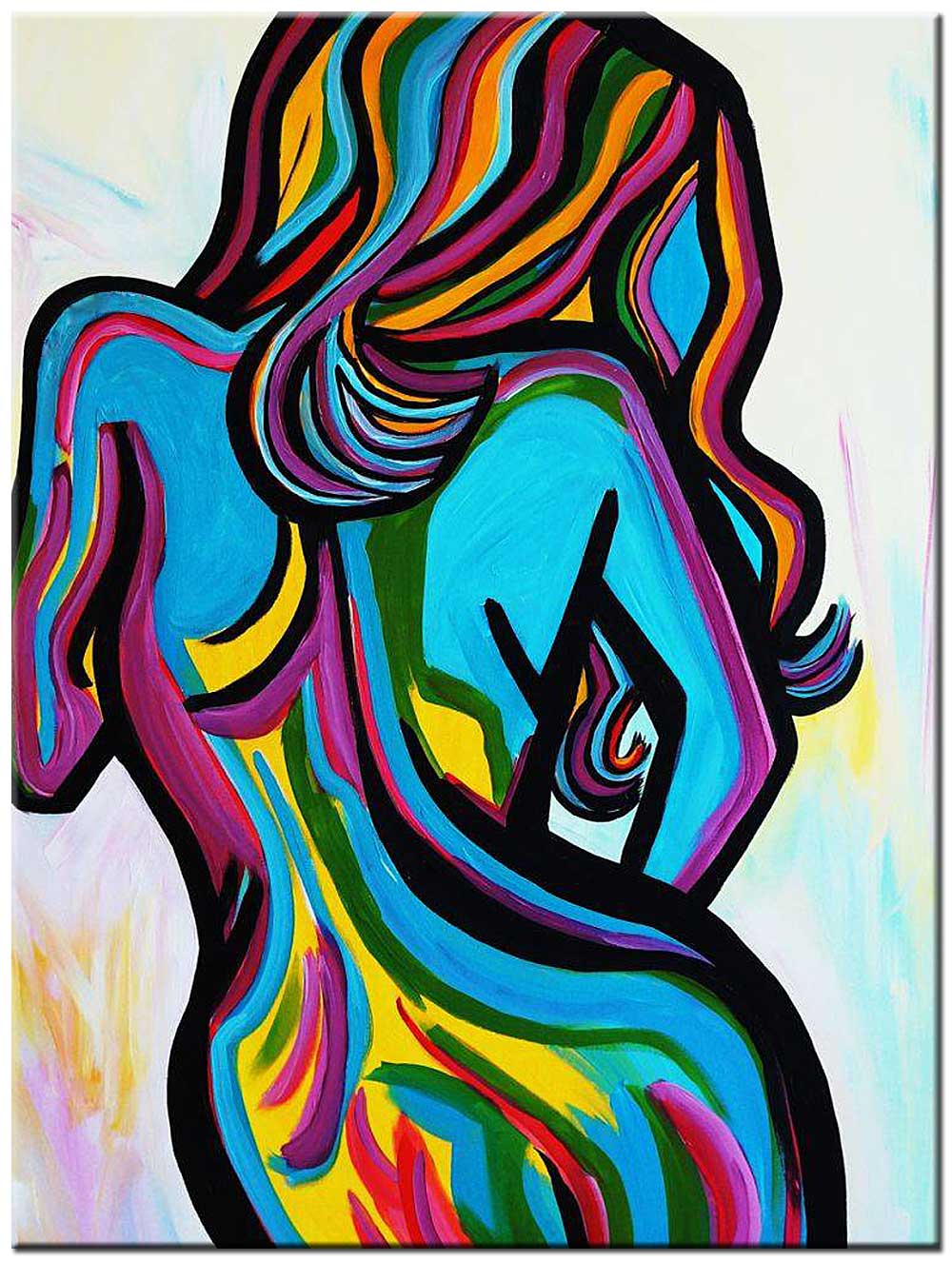 Erotisch schilderij modern lijnenspel 90x120cm