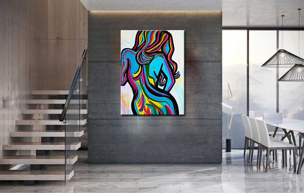 Erotisch schilderij modern lijnenspel 90x120cm - Afbeelding 3