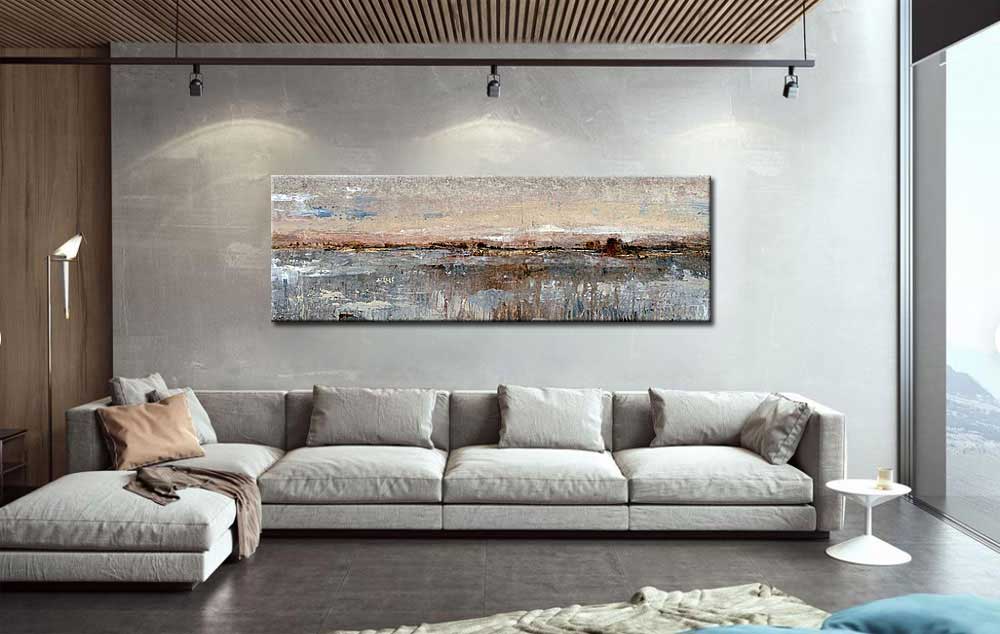 Abstract schilderij Horizonsluier 180x60cm - Afbeelding 2