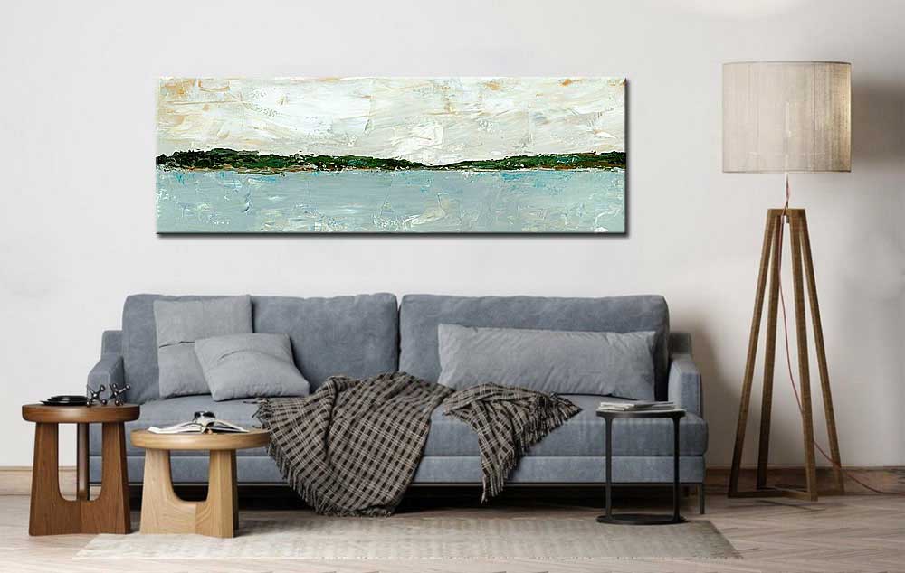 Abstract schilderij Landschap met Water 180x60cm - Afbeelding 4