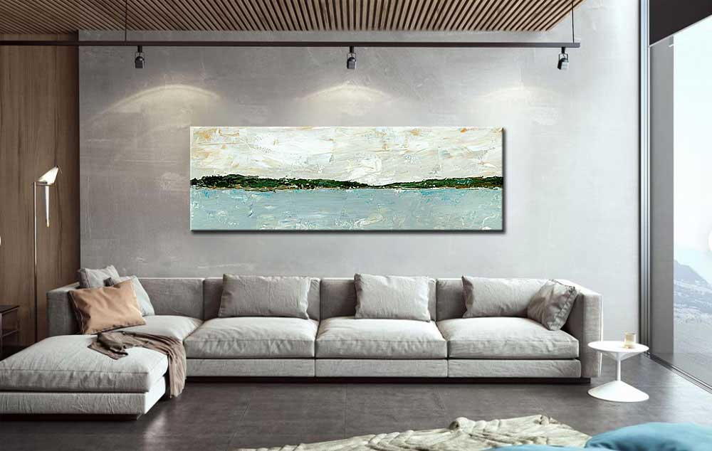 Abstract schilderij Landschap met Water 180x60cm - Afbeelding 3