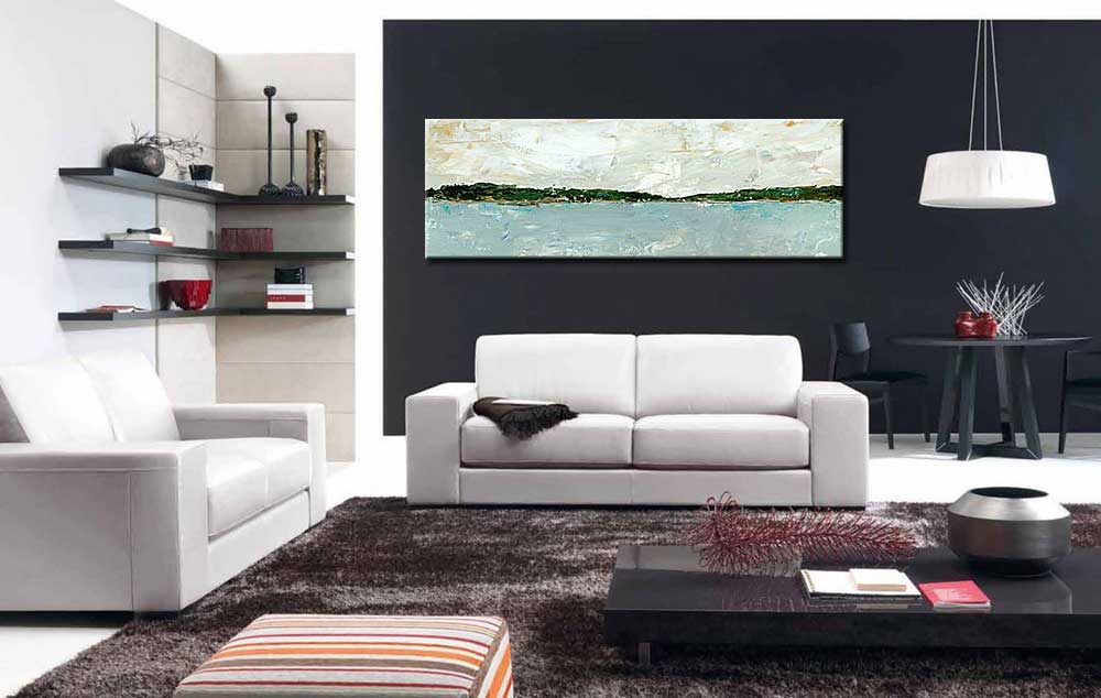 Abstract schilderij Landschap met Water 180x60cm - Afbeelding 2