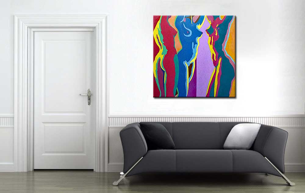 Erotisch schilderij Colorful Bodies - Afbeelding 2