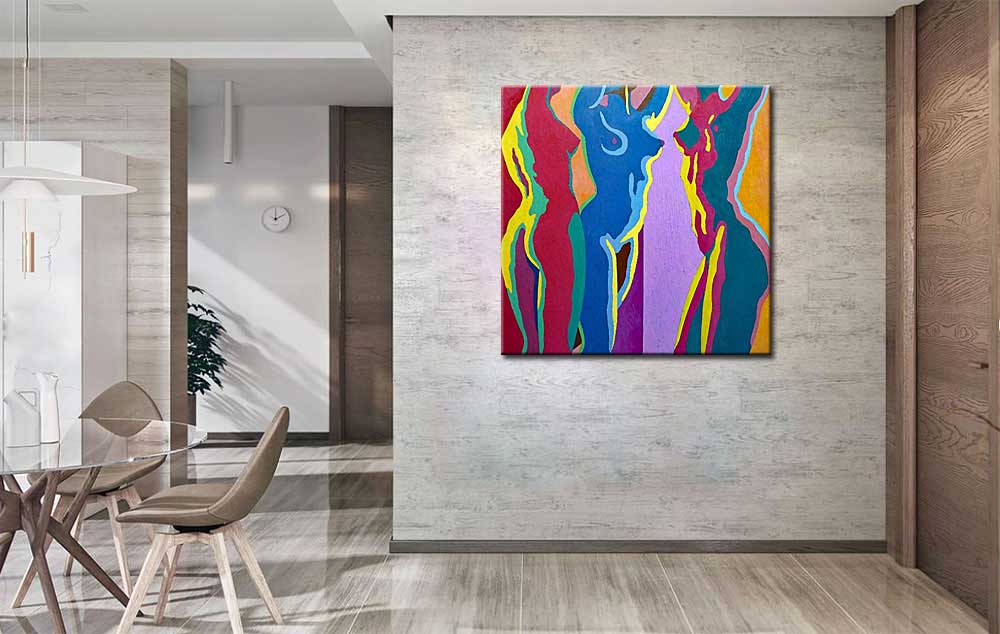 Erotisch schilderij Colorful Bodies - Afbeelding 4