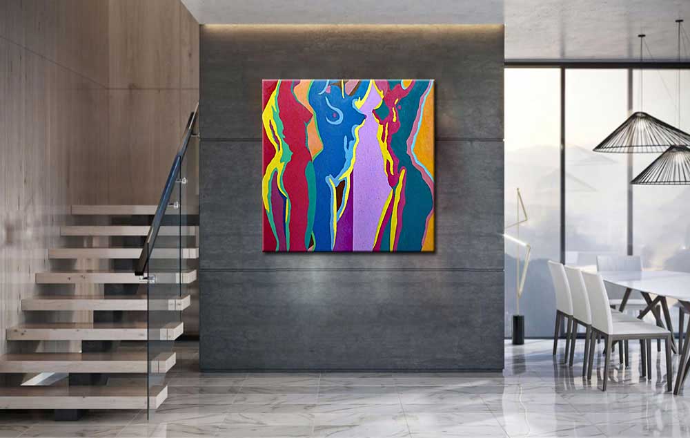 Erotisch schilderij Colorful Bodies - Afbeelding 3