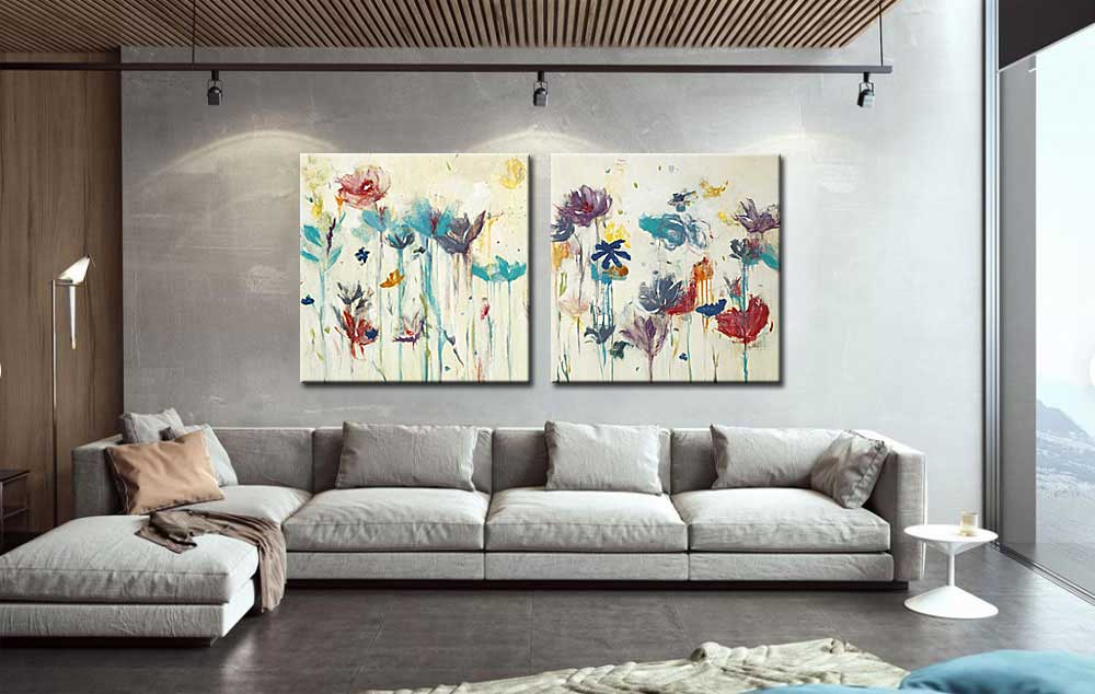 Bloemen schilderij tweeluik Lentebloemen - Afbeelding 3