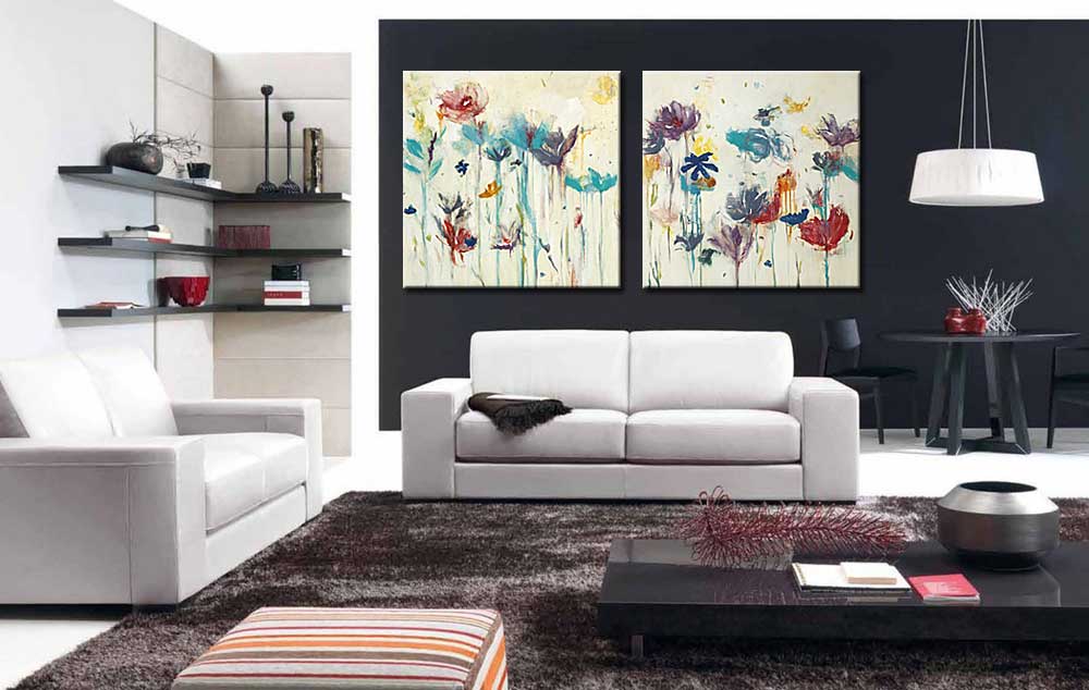 Bloemen schilderij tweeluik Lentebloemen - Afbeelding 2