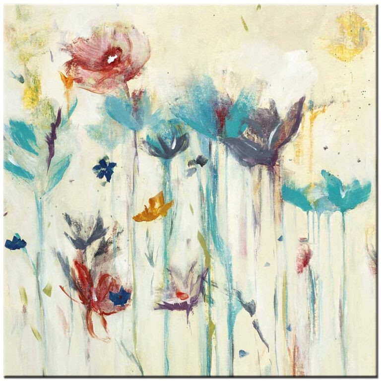 Bloemen schilderij Pastel Bloemen handgeschilderd modern abstract olieverf doek