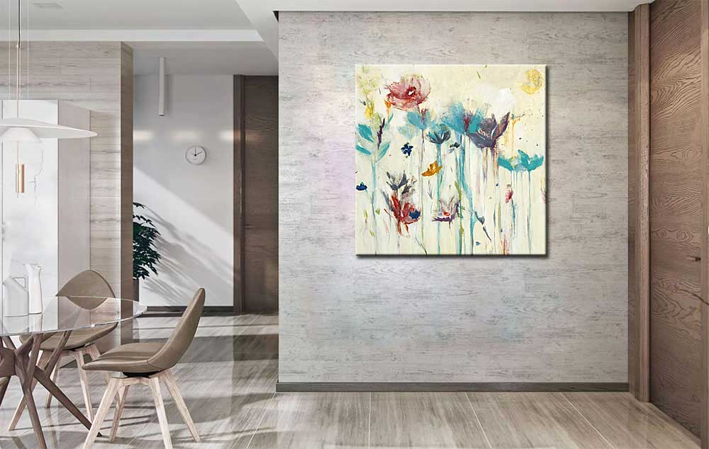 Bloemen schilderij Pastel Bloemen - Afbeelding 4