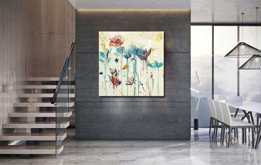 Bloemen schilderij Pastel Bloemen - Afbeelding 3